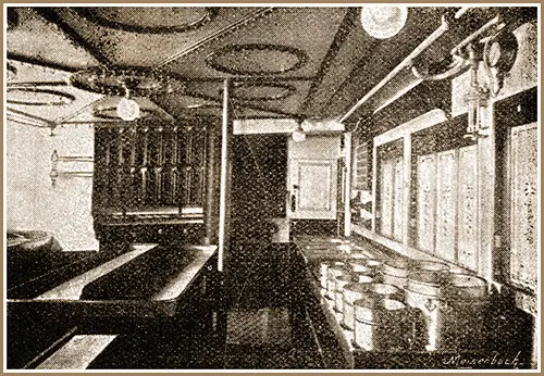 Pantry on the Cunard Campania.
