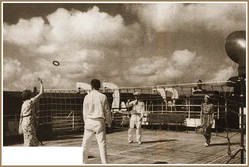 The Sun Deck Is a Fantastic Setting for a Game of Deck Tennis.