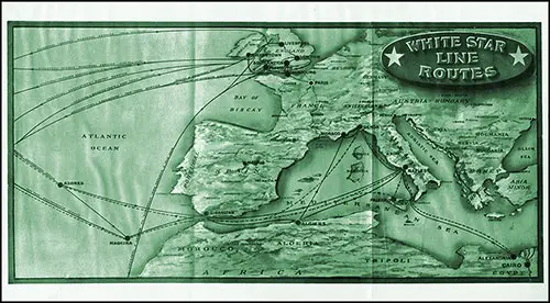 White Star Line Route Map, 1914.