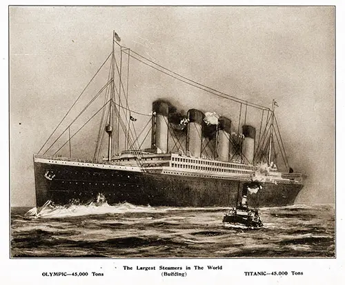 Artist Conception of the Largest Steamers in the World -- The RMS Olympic and RMS Titanic, Currently Under Construction.