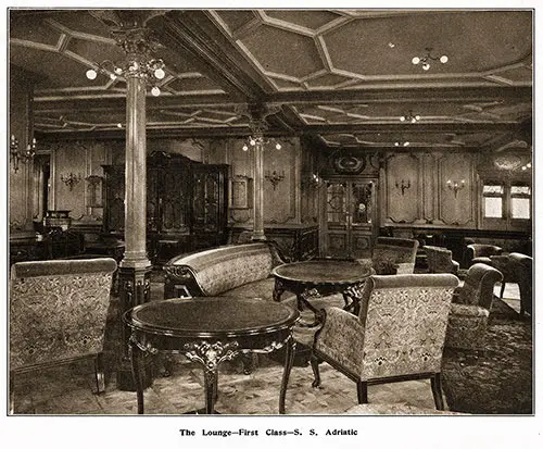 View of the First Class Lounge on the SS Adriatic.