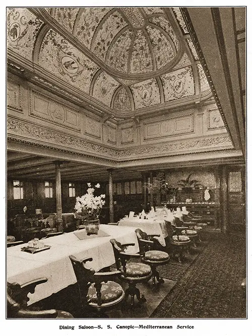 SS Canopic First Class Dining Saloon.