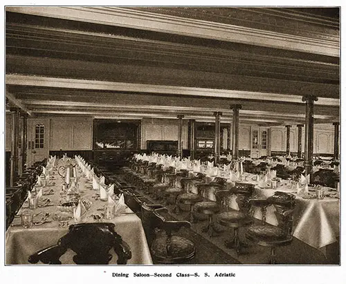 Second Class Dining Saloon on the SS Adriatic.