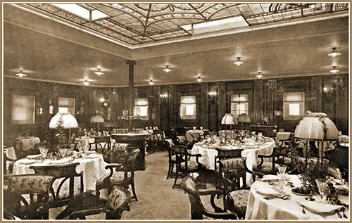 A View of the Ritz-Carlton Restaurant on the "Amerika," One of the Finest Types of Ocean Travel Comfort.