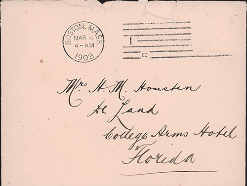Front Side of Mailing Envelope - J. W. Bailey Correspondence, RMS Saxonia, 7 March 1903.
