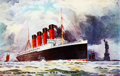 Cunard Quadruple Screw Turbine Steamer RMS Lusitania.