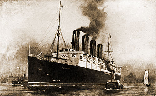 The RMS Lusitania in the Mersey.