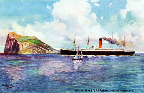 RMS Carpathia Passing Gibraltar.