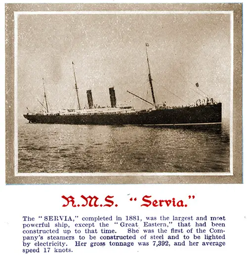 SS Servia (1881) of the Cunard Line.