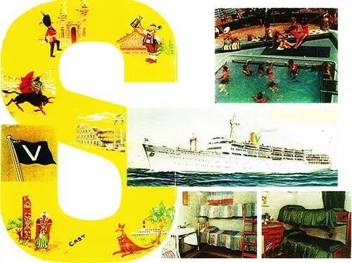 Photographs of the Castel Felice, Swimming Pool and Two-Berth Bedrooms on the SS Castel Felice, 1960s.