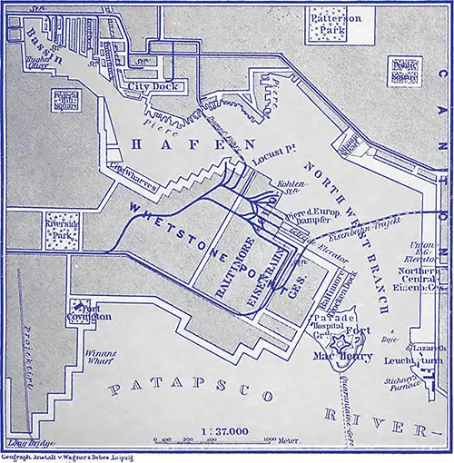 Map of Baltimore Harbor, 1892.