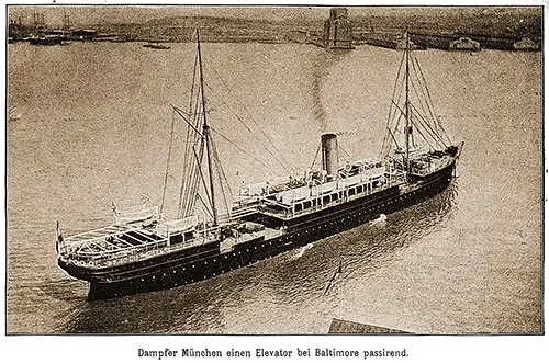 The Steamer München Passes an Elevator New Baltimore Harbor. Der Norddeutscher Lloyd, 1892.