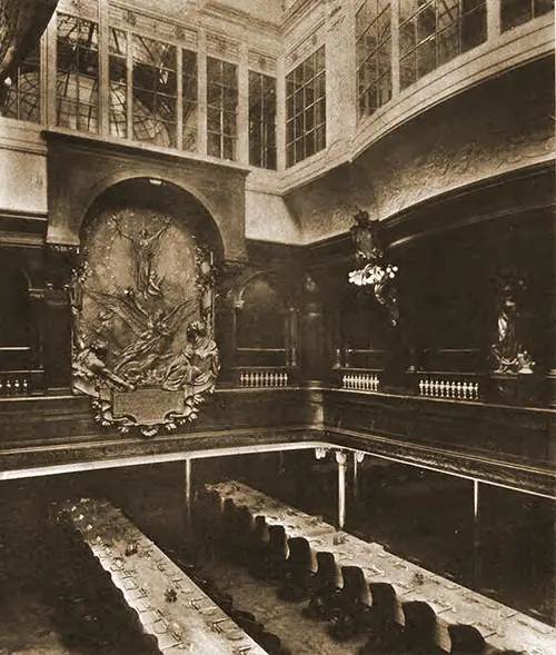 First Class Dining Room on the Express Steamer SS Deutschland.