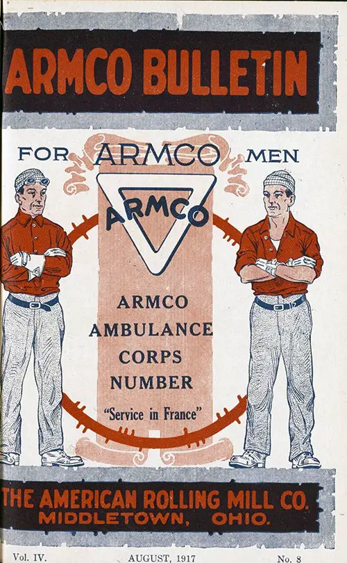 Front Cover, ARMCO Bulletin, The American Rolling Mill Co., Middleton, Ohio, Vol. IV, No. 8, August 1917.