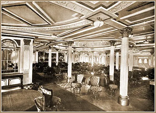 Corner of First Class Dining Saloon on the Upper Deck of the RMS Lusitania.