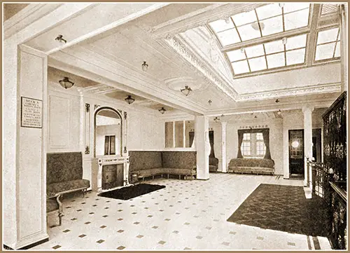 RMS Lusitania Shelter Deck Entrance Hall With Hoists.