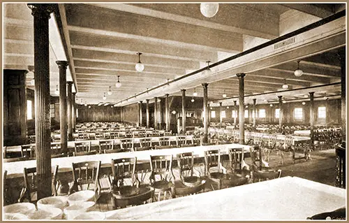 Third Class Dining Saloon on the RMS Lusitania.