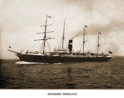 The Steamship Friesland Shown at Sea. Facts for Travelers, 1897.