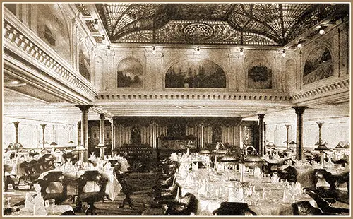 First Class Dining Saloon on the SS Adriatic of the White Star Line.