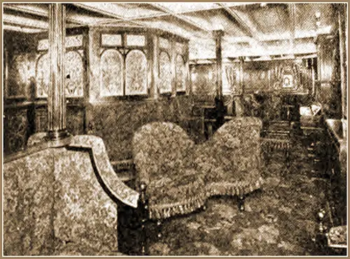 First Class Lounge on the SS Cretic of the White Star Line.
