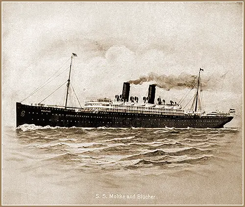 The SS Moltke and SS Blücher of the Hamburg-American Line Cruising on the Open Sea.