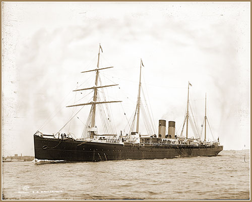 RMS Britannic (1874) of the White Star Line. Photo by John S. Johnston.