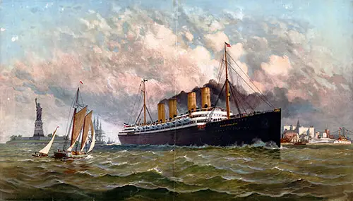 The SS Deutschland (1899) of the Hamburg-American Line Leaving New York ca 1901.