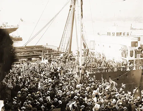 Crowds Gather for the Departure of the Red Star Line SS Finland Transporting the Olympic Team to the 1912 Summer Games in Stockholm, Sweden.