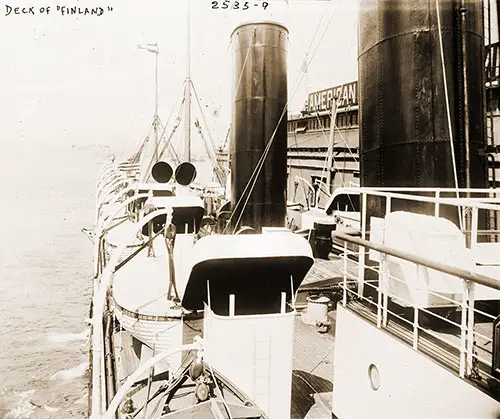 View of the Boat Deck on the SS Finland of the Red Star Line, 1912.
