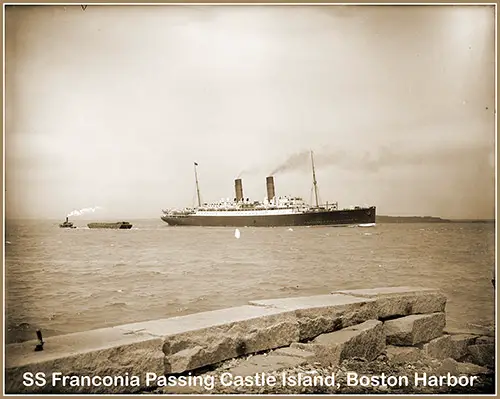 SS Franconia Passing Castle Island, Boston Harbor, 1911.