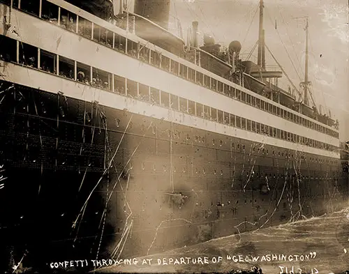 Passengers Throwing Confetti at the Departure from New York of the SS George Washington of the Norddeutscher Lloyd Bremen (North German Lloyd), 25 February 1911.