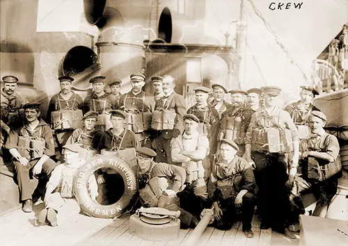 Crew of the Gorsser Kurfürst of the Norddeutscher Lloyd Bremen (North German Lloyd), circa 1913.