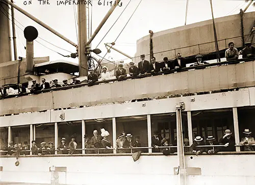 Passengers Looking Towards the Hamburg-American Line Pier as the SS Imperator Arrives in New York, 19 June 1913.