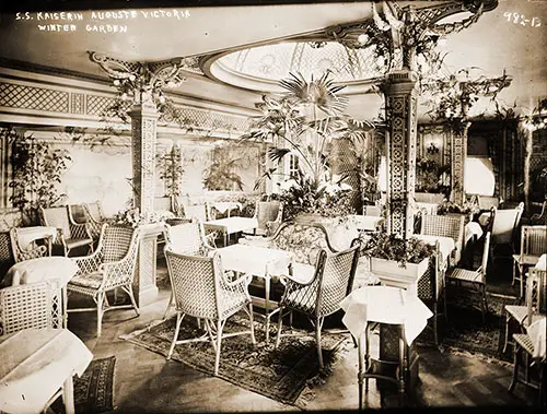 Winter Garden on the Kaiserin Auguste Victoria c1905.