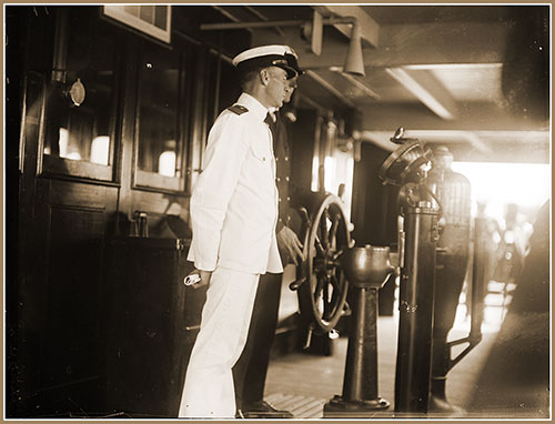 Wheelhouse of the SS Leviathan of the United States Lines.