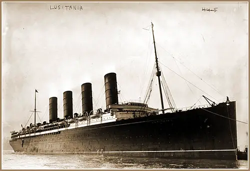 RMS Lusitania Coming Into Port ca 1910, Possibly in New York.