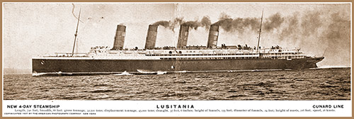 1907 Postcard Offers Panoramic View of the RMS Lusitania.