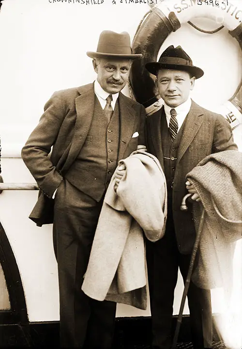 Photograph shows Efrem Zimbalist, Sr. and Mr. Crowninshield, circa 1925 on the RMS Majestic.