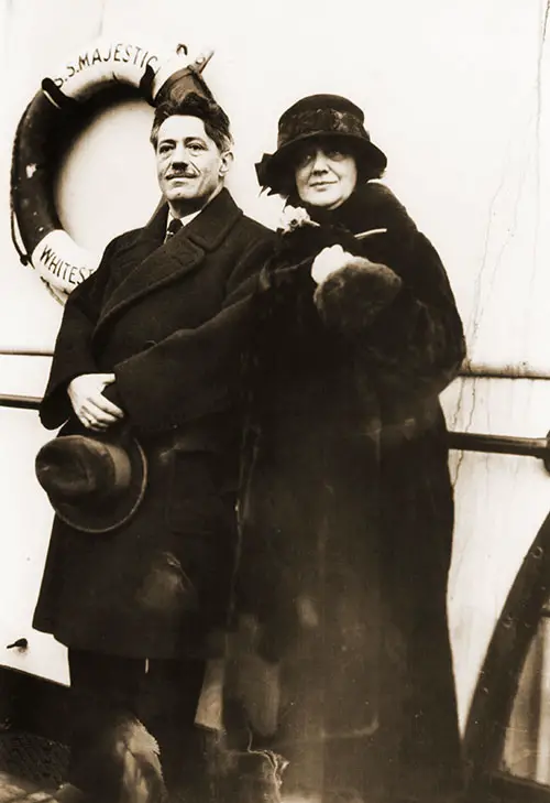 Violinist Fritz Kreisler (1875-1962) and His Wife Harriet Lies Kreisler (1869-1963) Aboard the RMS Majestic circa 1925.
