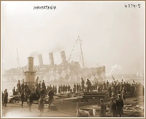 The Mauretania in Dazzle Camouflage During World War I, In New York Harbor, 2 December 1918.