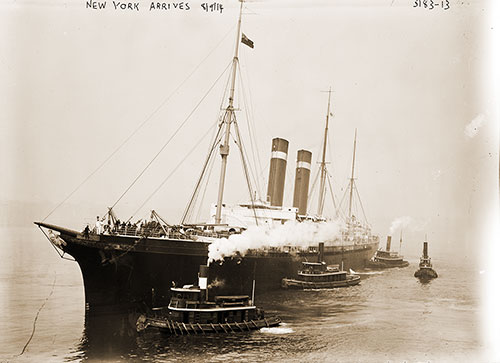 The SS New York of the American Line Arrives in New York on 9 August 1914.