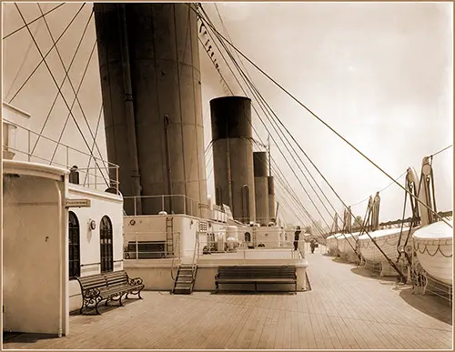 Deck Showing Second Class Entrance on the RMS Olympic, 1911.