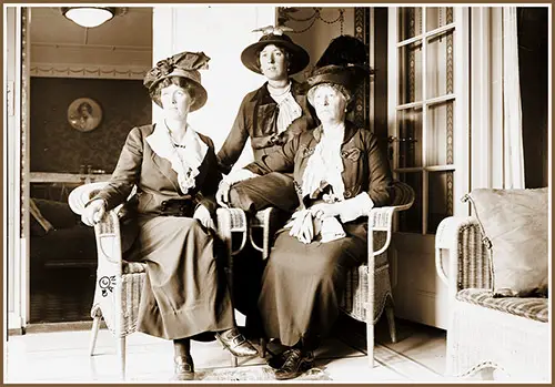 Wife and Daughters of British Nobleman and Politician Albert Henry George Grey on the Vaterland, May 1914.