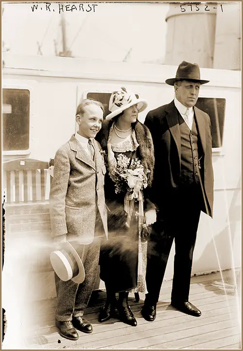 Newspaper Publisher William Randolph Hearst (1863-1951) Sailing for Europe With His Wife and Son on the Aquitania on May 23, 1922.