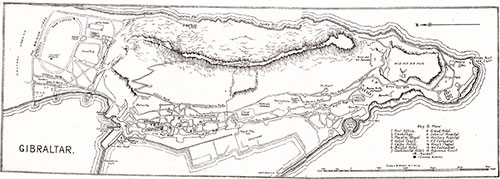 Map of Gibraltar. Cunard Line Handbook, 1905.