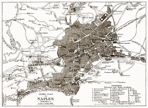 Cook's Plan of Naples (Napoli). Cunard Line Handbook, 1905.