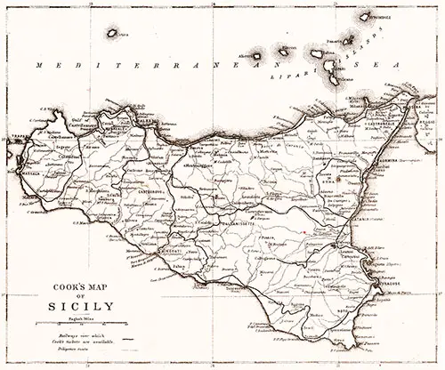 Cook's Map of Sicily. Cunard Line Handbook, 1905.