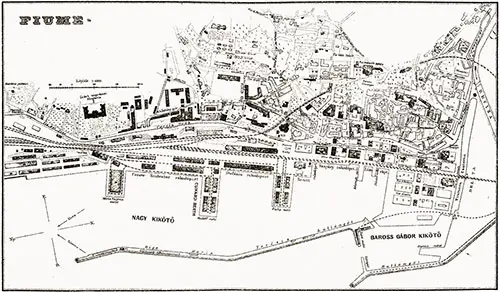 Map of Fiume. Cunard Line Handbook, 1905.