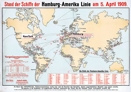 Status of Ships of the Hamburg-American Line on 5 April 1909.