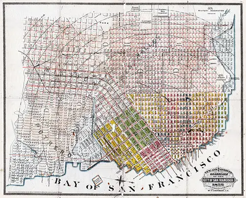 Map of the Bay of San Francisco, A New and Improved Street Map from 1877, Drawn, Compiled, and Published by F. T. Newbery, C.E.